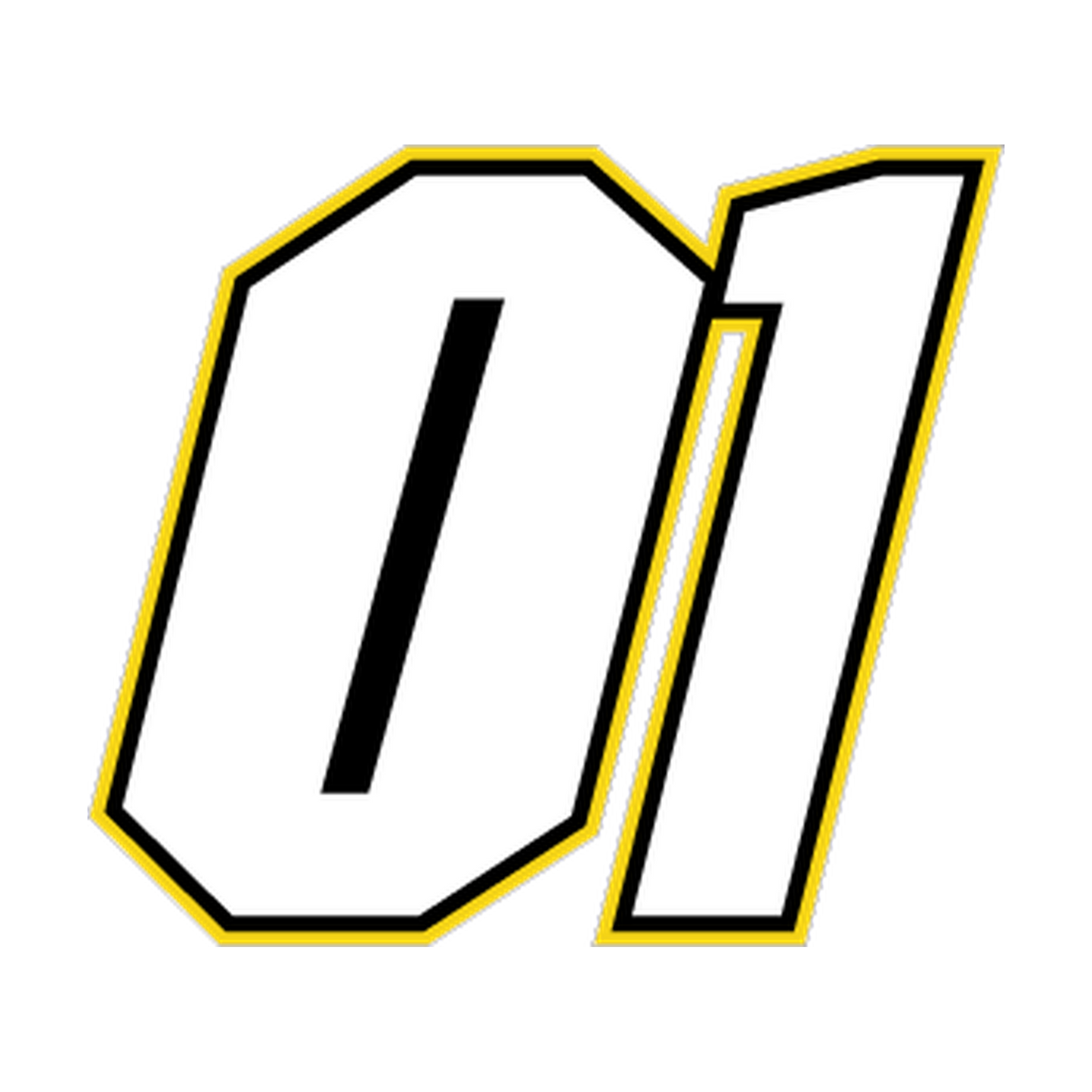 Racing Number 01 — White, Black & Yellow Printed decal artwork