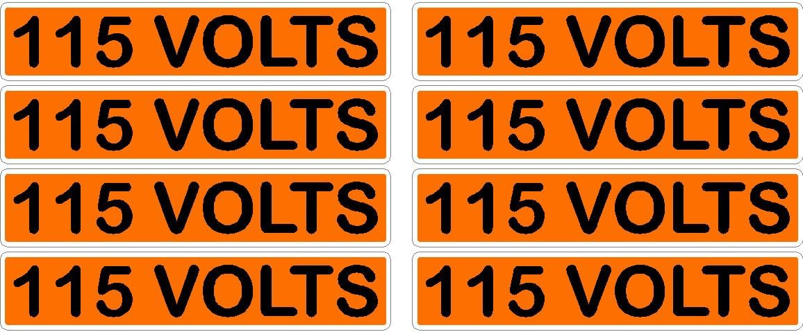 115 Volts Orange/Black Conduit Line Marker Decal - 8-Up Sheet, 3.75 x 0.75 in