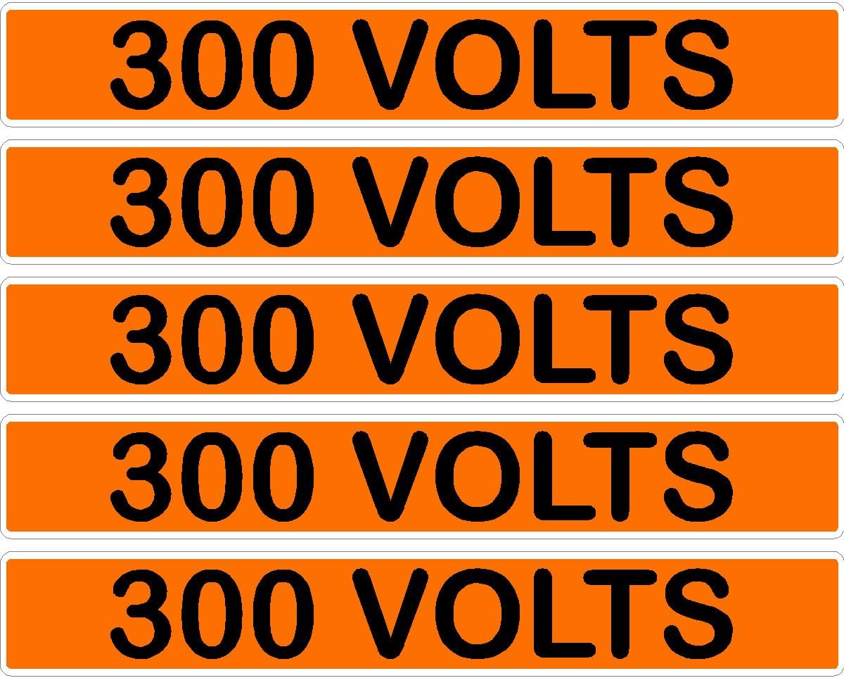 300 Volts Orange/Black Conduit Line Marker Decal - 5-Up Strip, 8 x 1.180 in
