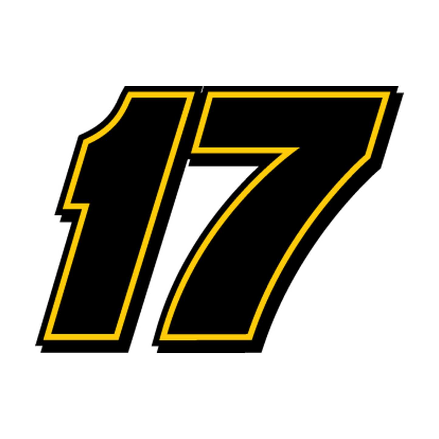 Racing Number 17 — Black & Yellow Outline decal artwork