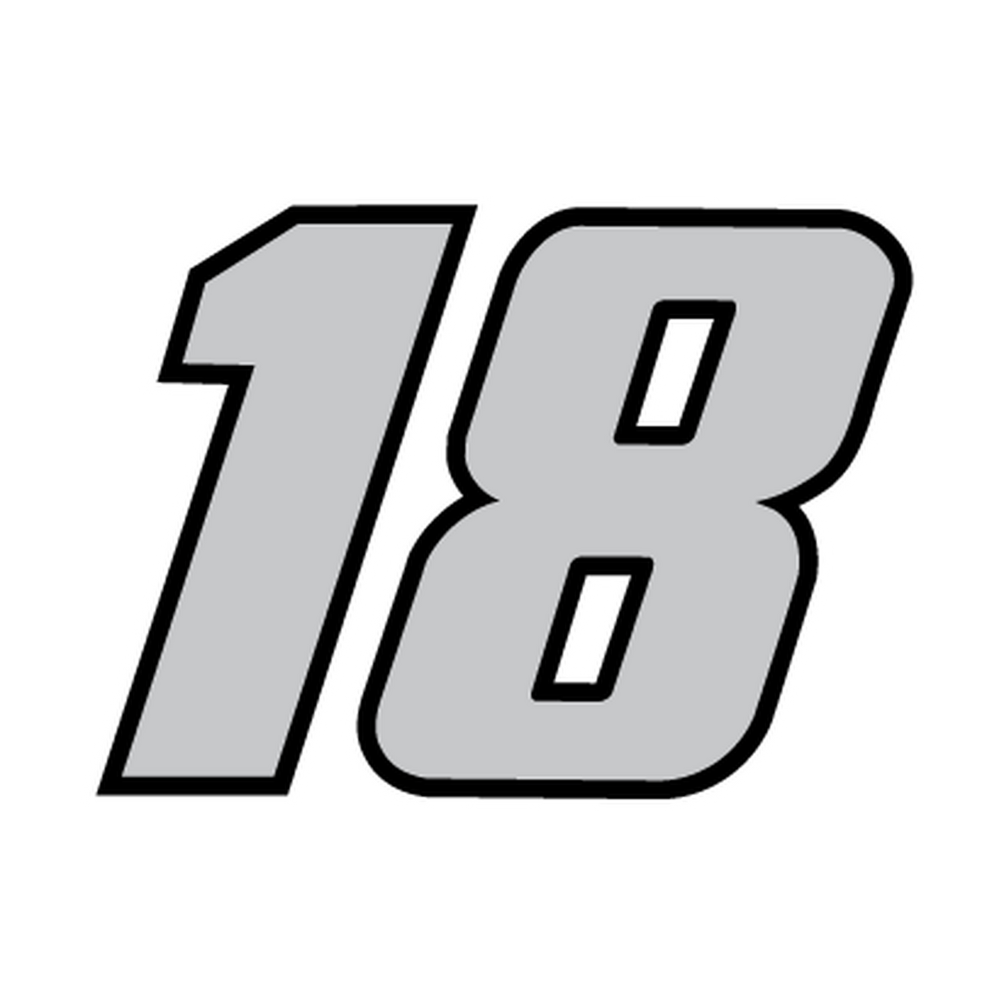 Racing Number 18 — Gray & Black Printed decal artwork