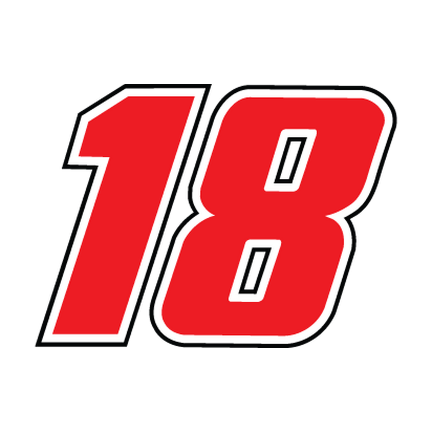 Racing Number 18 — Red, White & Black Printed decal artwork