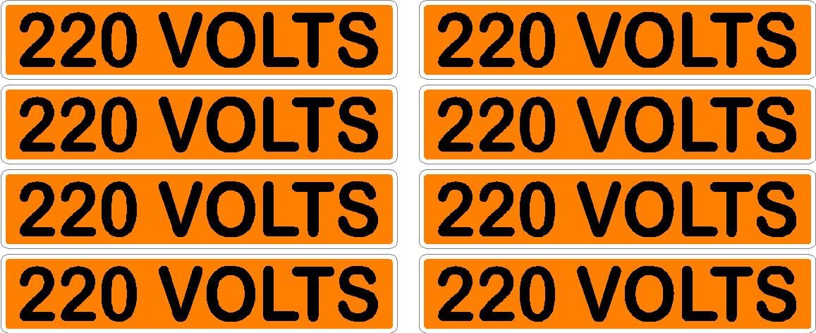 220 Volts Orange/Black Conduit Line Marker Decal - 8-Up Sheet, 3.75 x 0.75 in