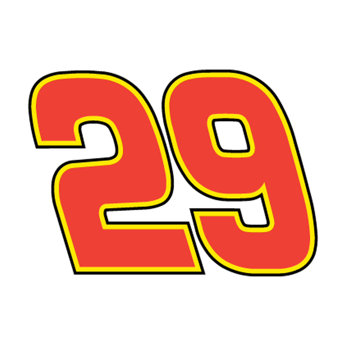 Racing Number 29 — Red, Yellow & Black Printed decal artwork