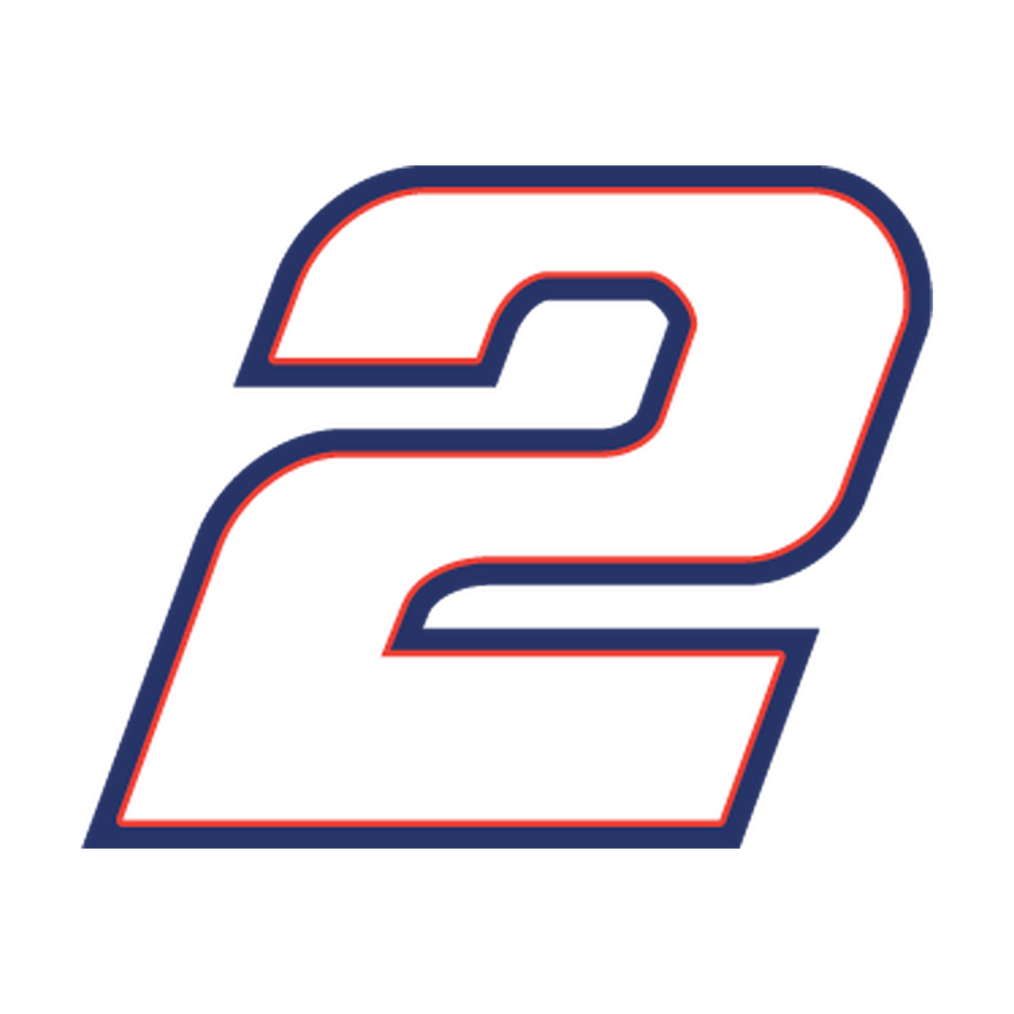 Racing Number 2 — White, Red & Navy Outline decal artwork
