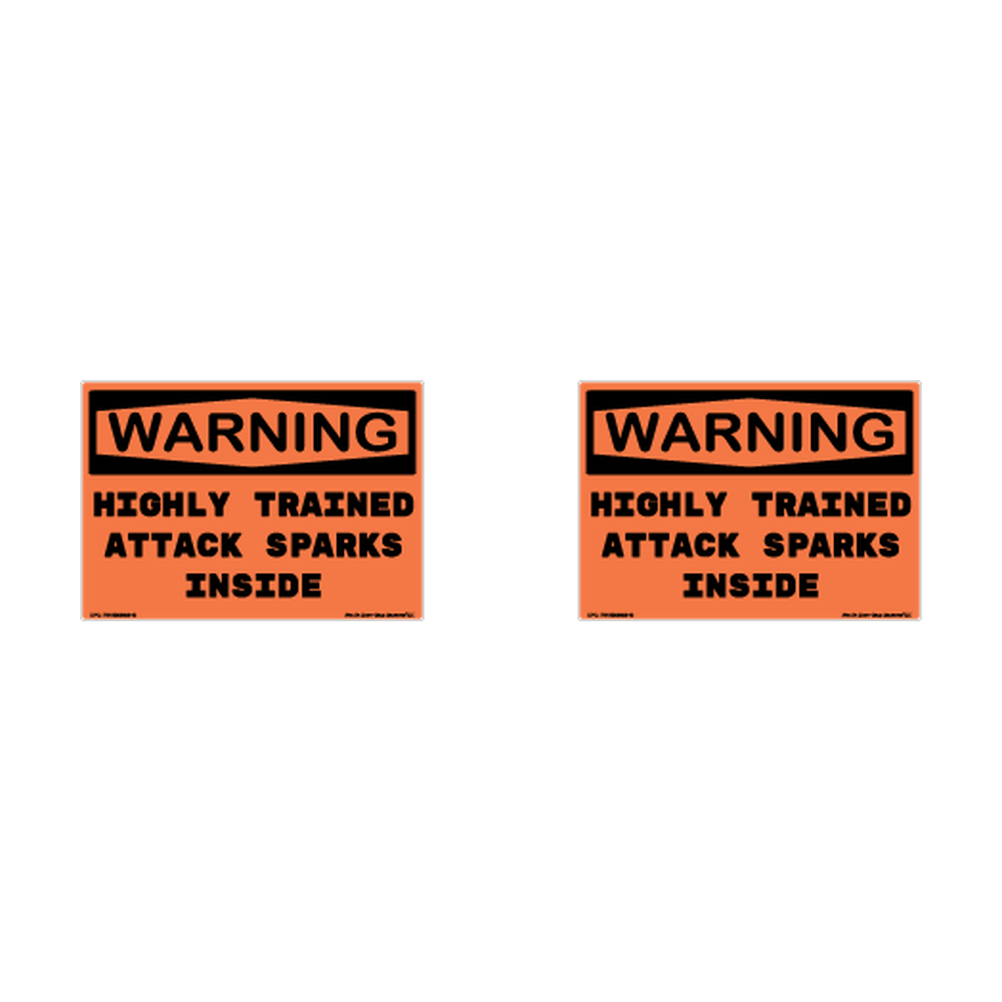 Warning Attack Sparks Hard Hat Decal 2pk Sticker Decal