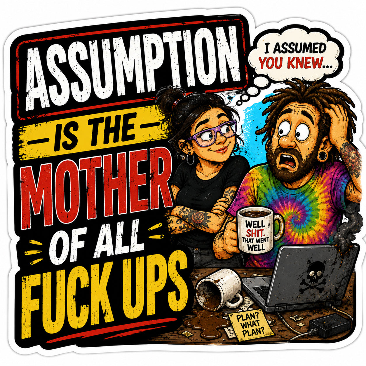 Assumption Is The Mother Of All F_Ck Ups Hard Hat Decal 2pk
