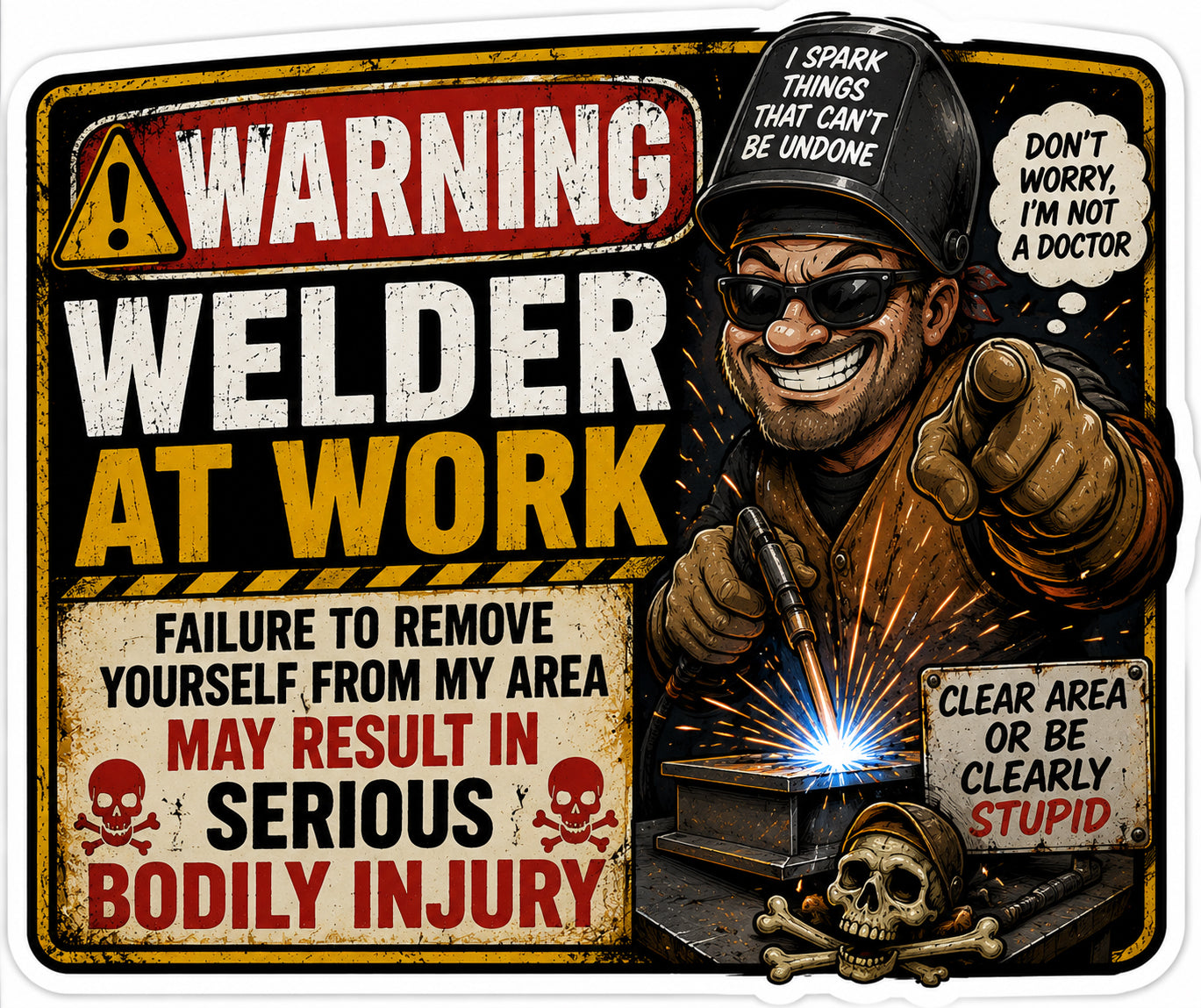 Warning Welder At Work Serious Injury Hard Hat Decal 2pk