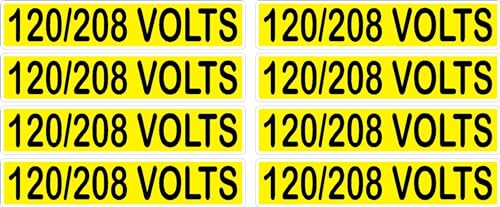 Conduit Line Marker Sticker Decal 8PK Yellow Black Electrical Warning Labels 3.750" x 0.750" (120/208 Volts)