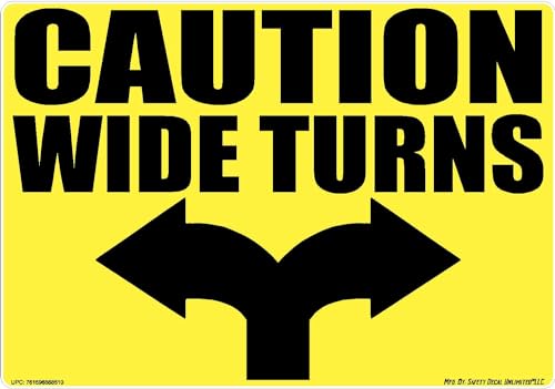 Stickers-R-Decals Caution Vehicle Makes Wide Turns Sticker Decal, Yellow Black