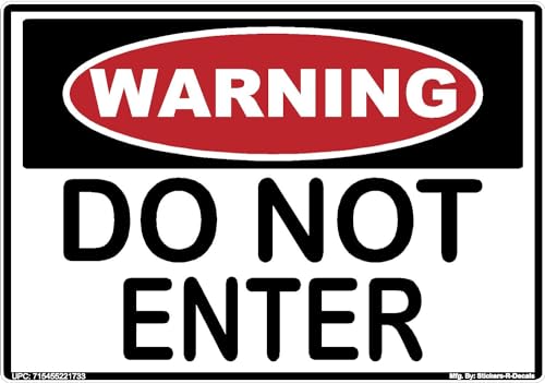 Warning Do Not Enter Sticker Decal Label Notice Beware No Trespassing Red Black Rectangle 3M Adhesive Vinyl (Standard White 3M Vinyl, 3.5" x 5")