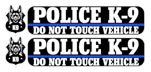 2pk Police K-9 Do Not Touch Vehicle Thin Blue Line Police Badge Canine Warning 10" x 2.25"