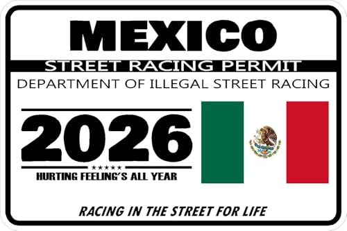 Mexico Street Racing Permit Window Sticker Decal