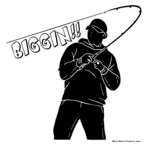 Fishing Sayings, Biggin Guy Fishing, Window Sticker, Decal, Bass, Pike, Catfish, Muskie, Big, Fish, 6" x 6" Choose Your Color