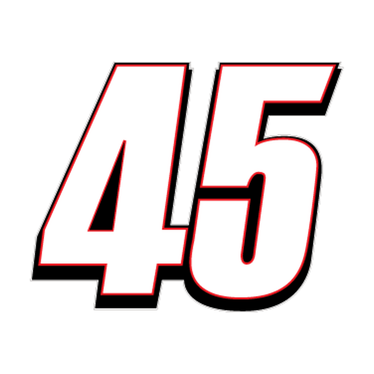Racing Number 45 — White, Red & Black Printed decal artwork