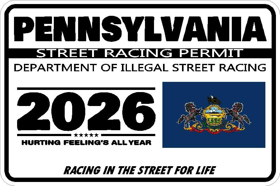 Pennsylvania Street Racing Permit Window Sticker Decal