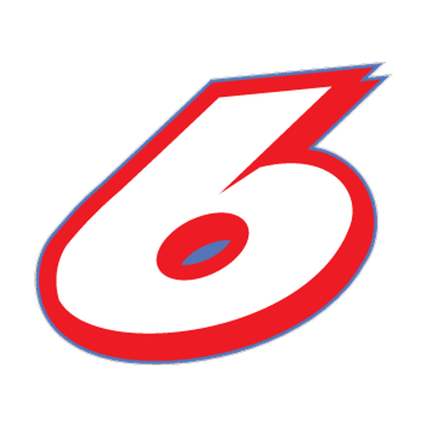 Racing Number 6 — White, Red & Light Blue Printed decal artwork