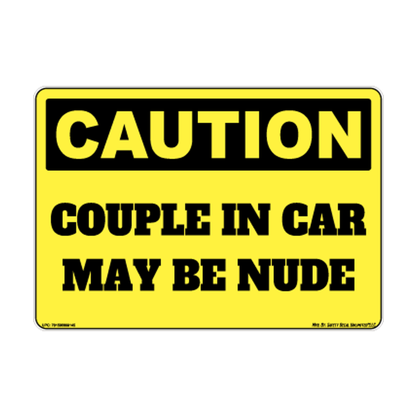 Caution Couple IN Car May Be Nude Safety Sticker Decal