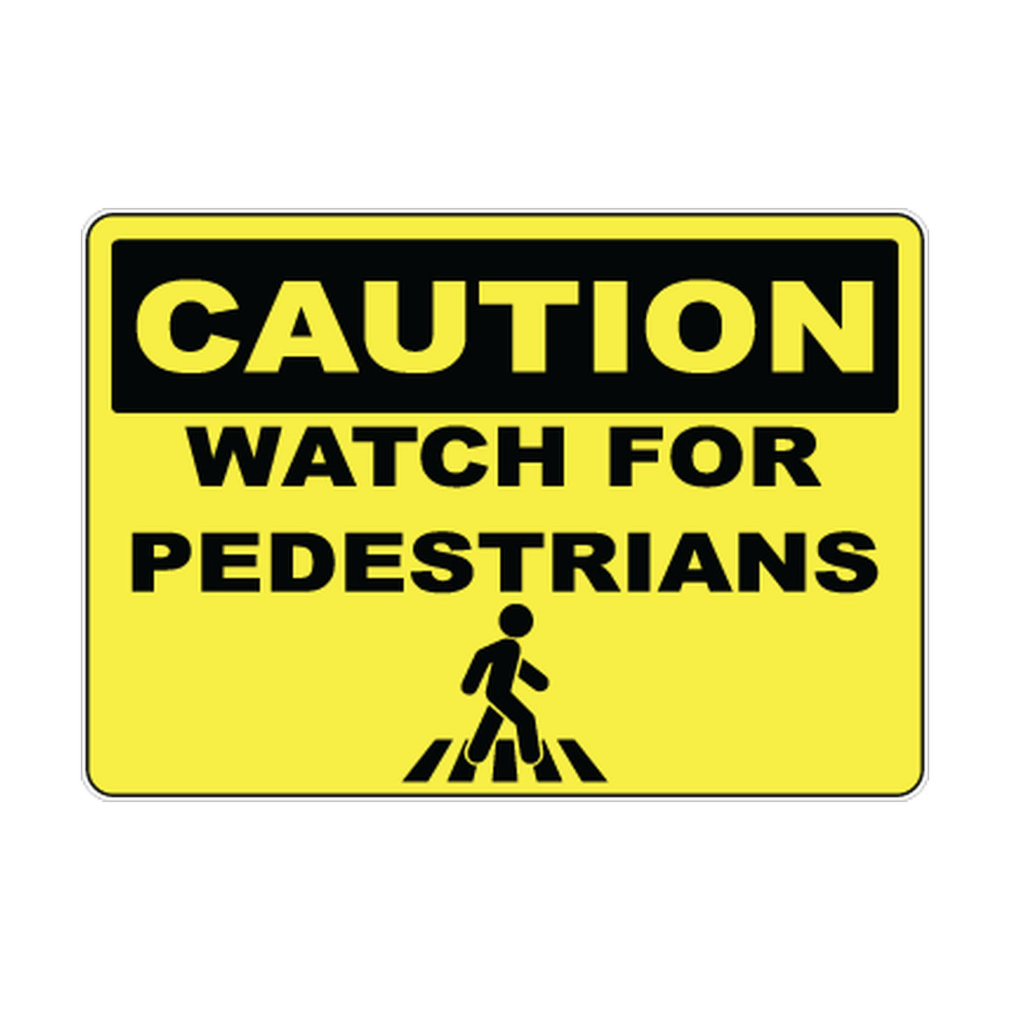 Caution Watch for Pedestrians printed safety decal artwork