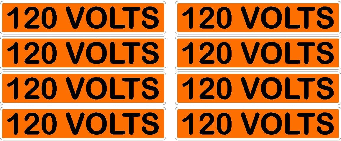 120 Volts Orange/Black Conduit Line Marker Decal - 8-Up Sheet, 3.75 x 0.75 in