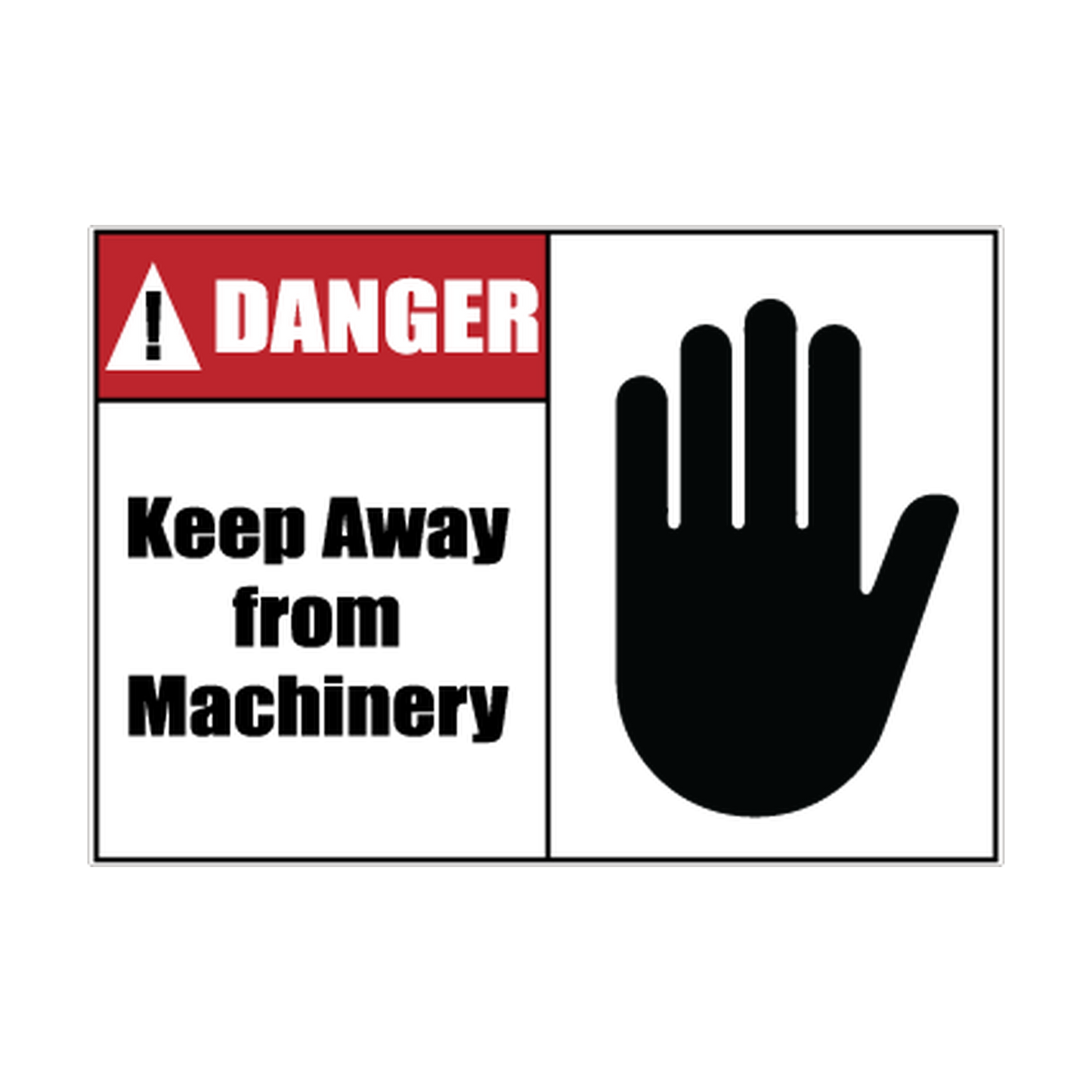 Danger Keep Away from Machinery — Large Hand printed safety decal artwork