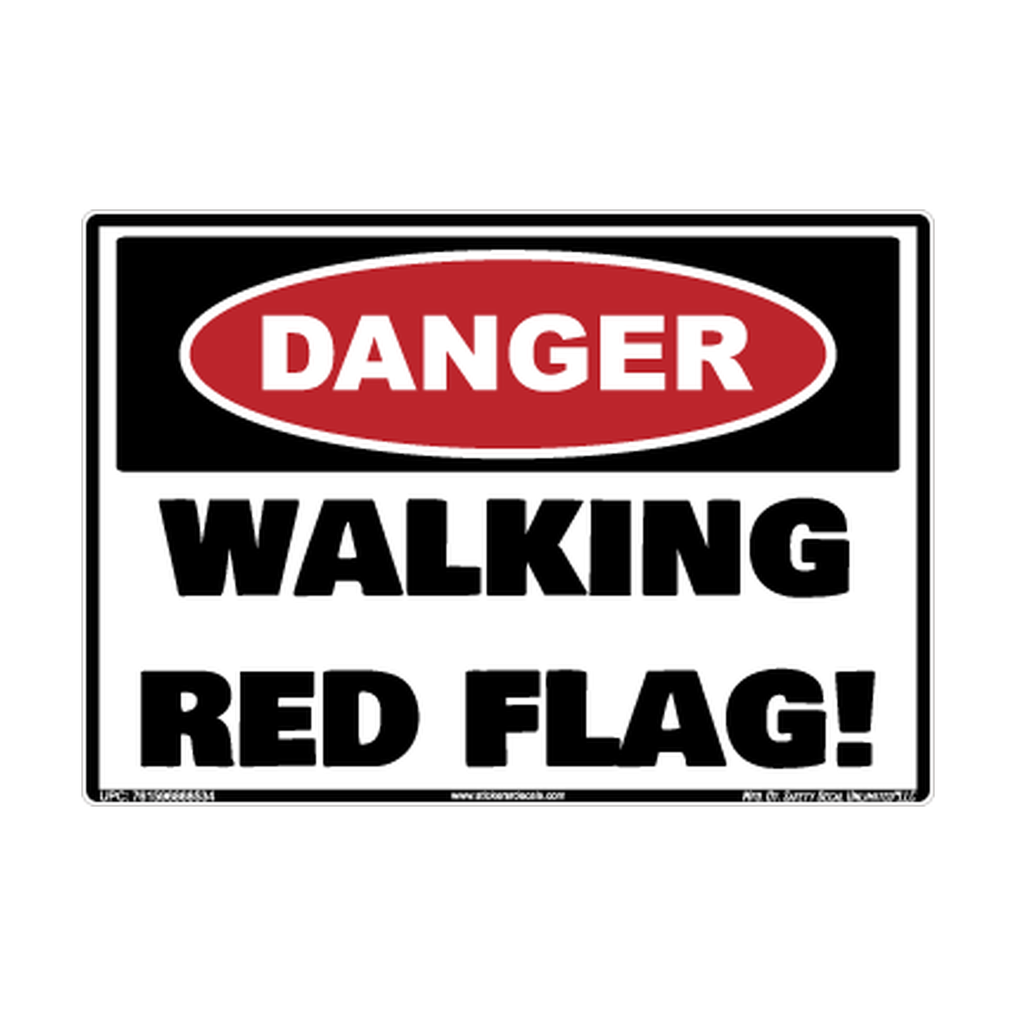 Danger Walking Red Flag Safety Sticker Decal