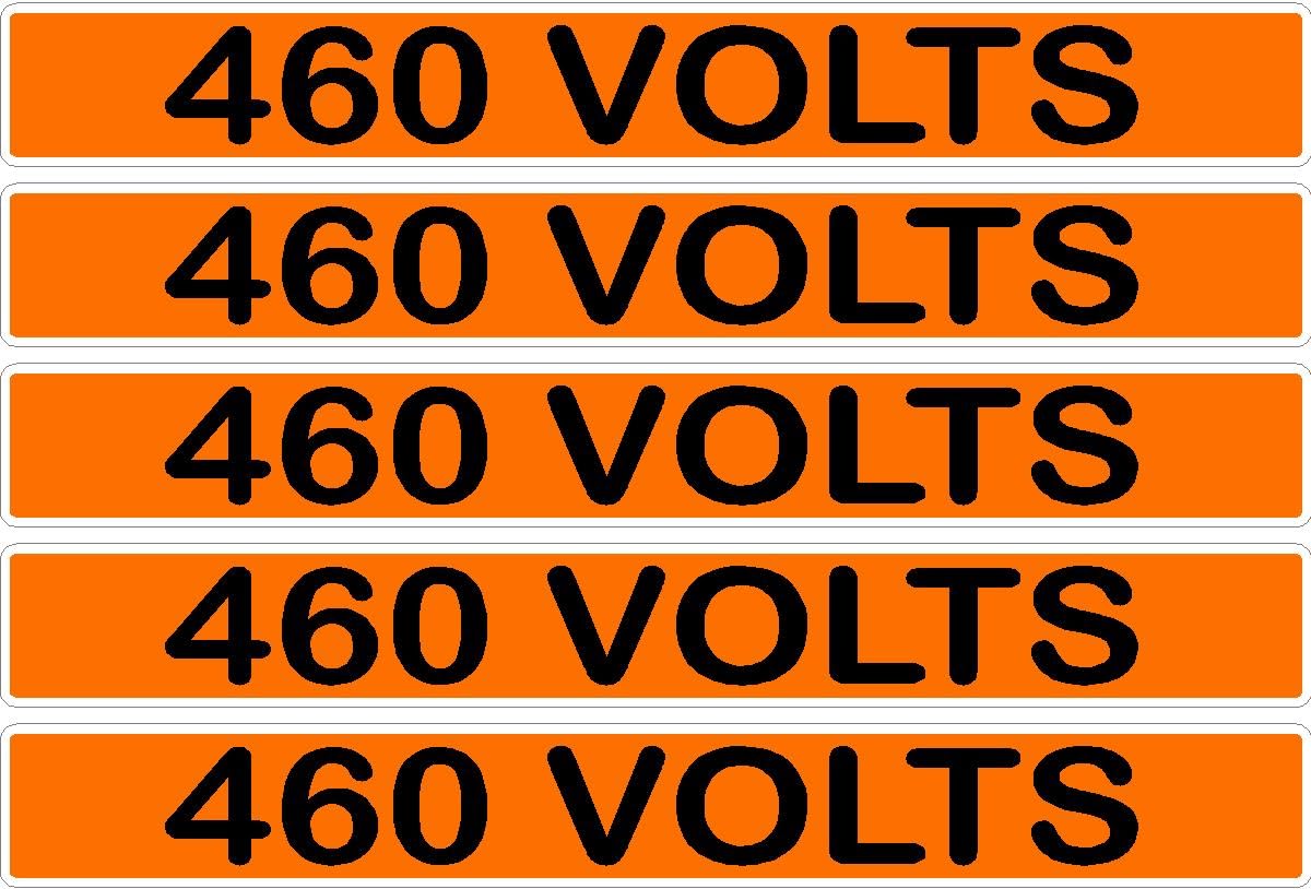 460 Volts Orange/Black Conduit Line Marker Decal - 5-Up Strip, 8 x 1.180 in