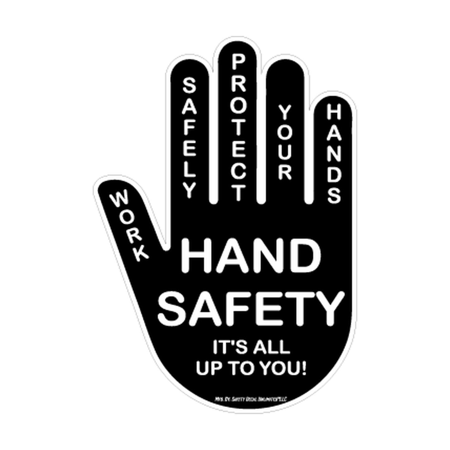 Hand Safety — Protect Your Hands Black & White printed safety decal artwork