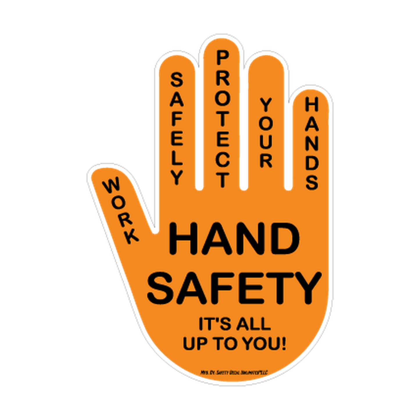 Hand Safety — Protect Your Hands Orange & Black printed safety decal artwork