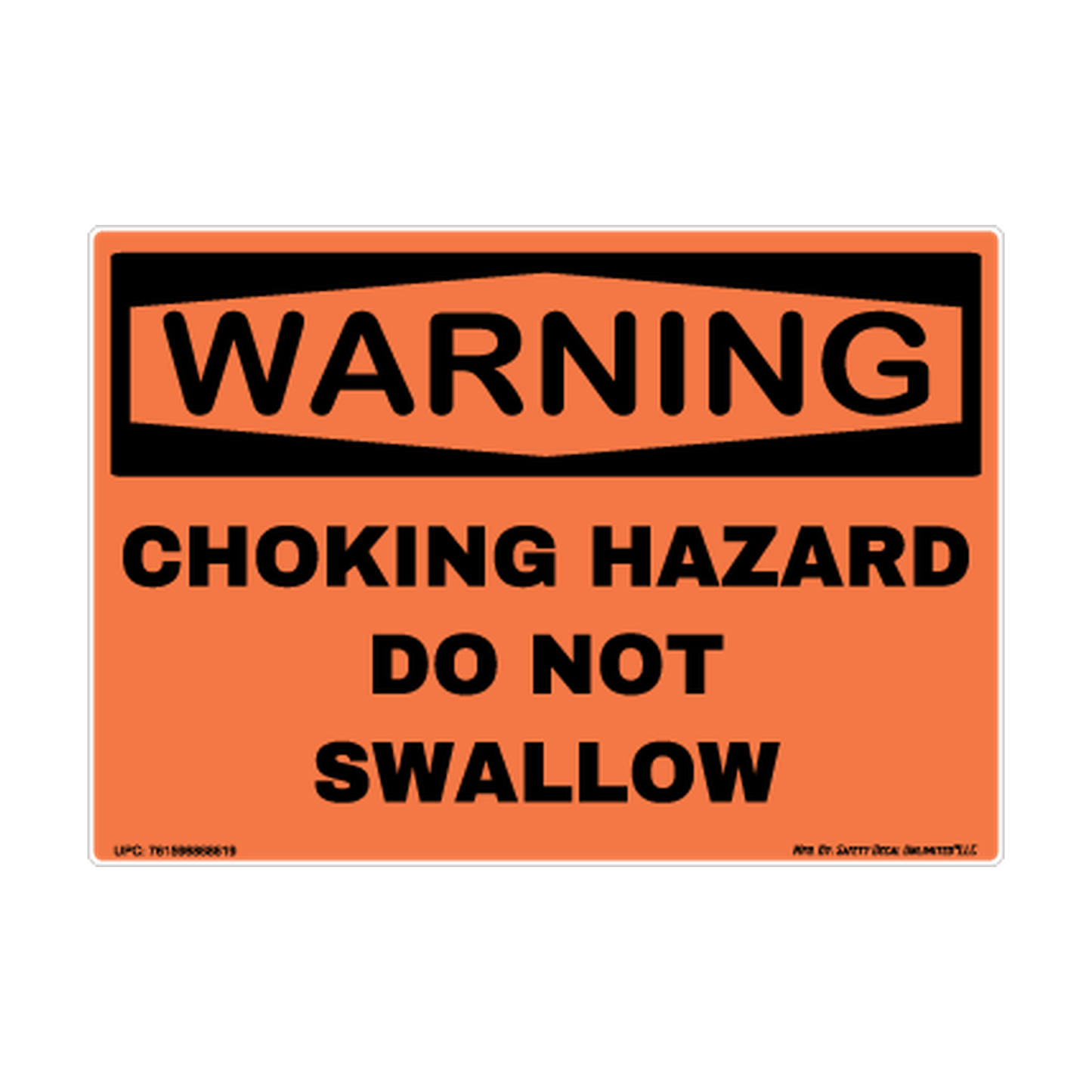 Warning Choking Hazard Do Not Swallow Safety Sticker Decal