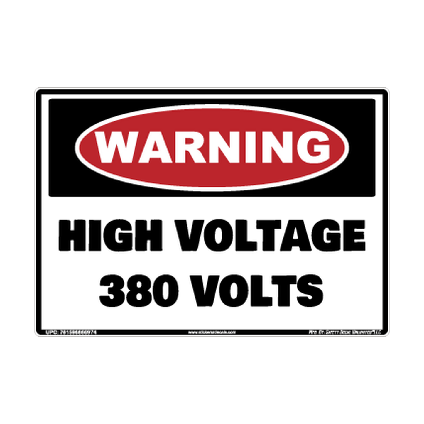 Warning High Voltage 380 Volts printed safety decal artwork