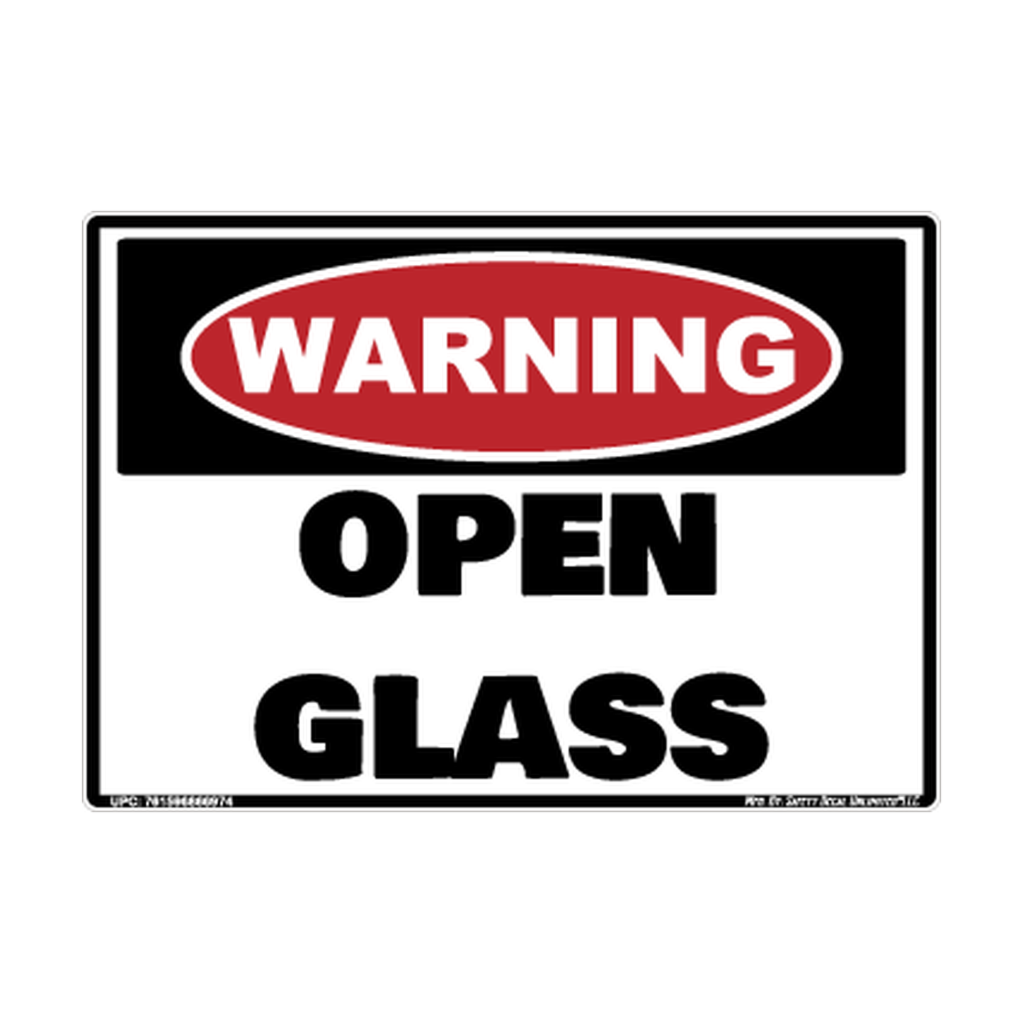 Warning Open Glass Safety Sticker Decal