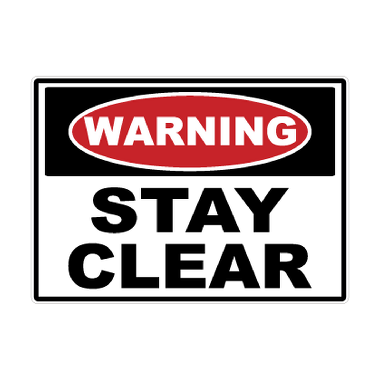 Warning Stay Clear printed safety decal artwork