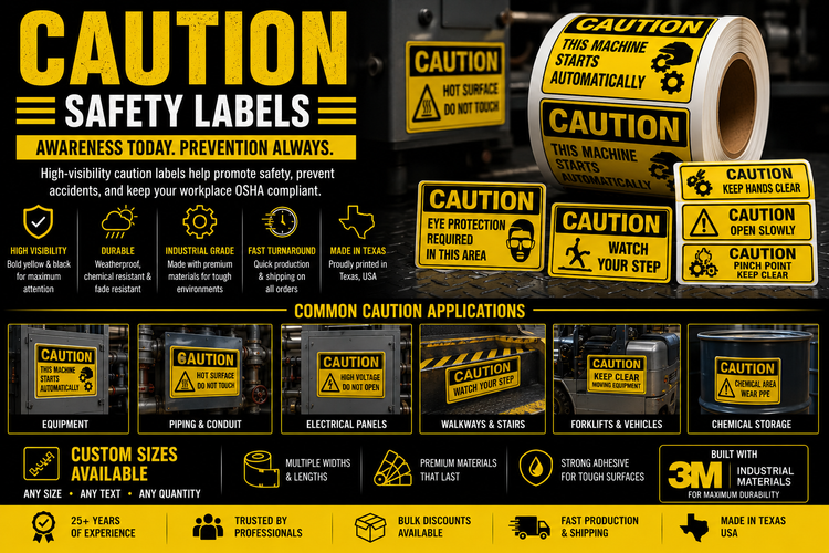 Caution Safety Decals & Labels | Workplace Safety Stickers