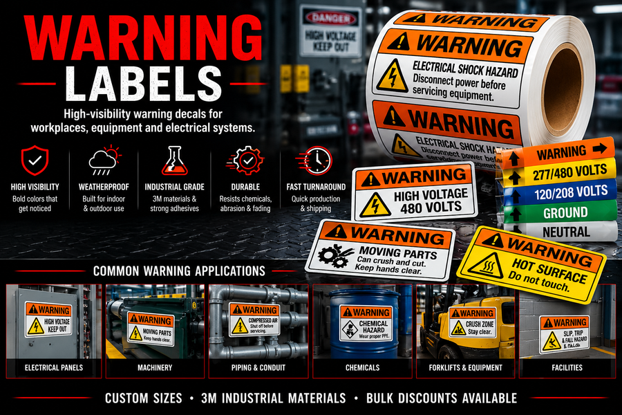Warning Safety Decals & Labels | Industrial Warning Stickers