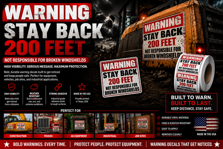 Stay Back Truck Decals | Reflective Dump Truck Safety Stickers