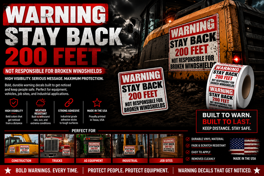 Stay Back Truck Decals | Reflective Dump Truck Safety Stickers