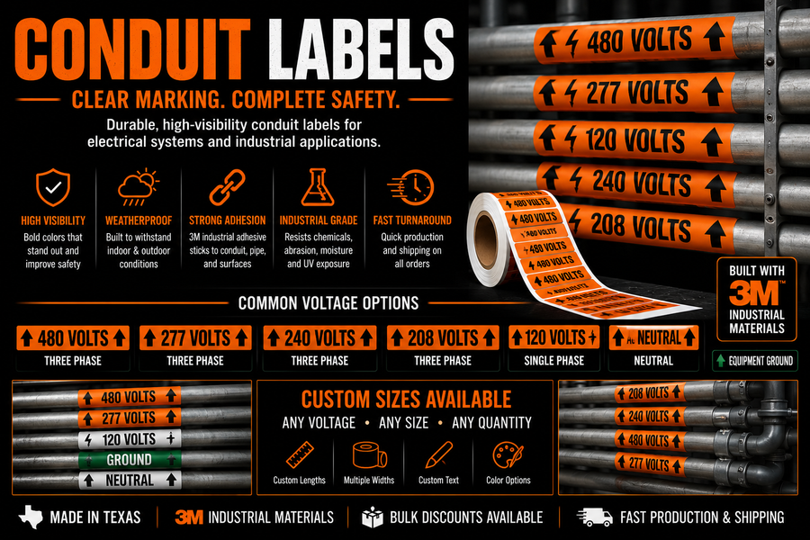 Electrical Conduit Markers & Voltage Labels | Conduit ID Labels
