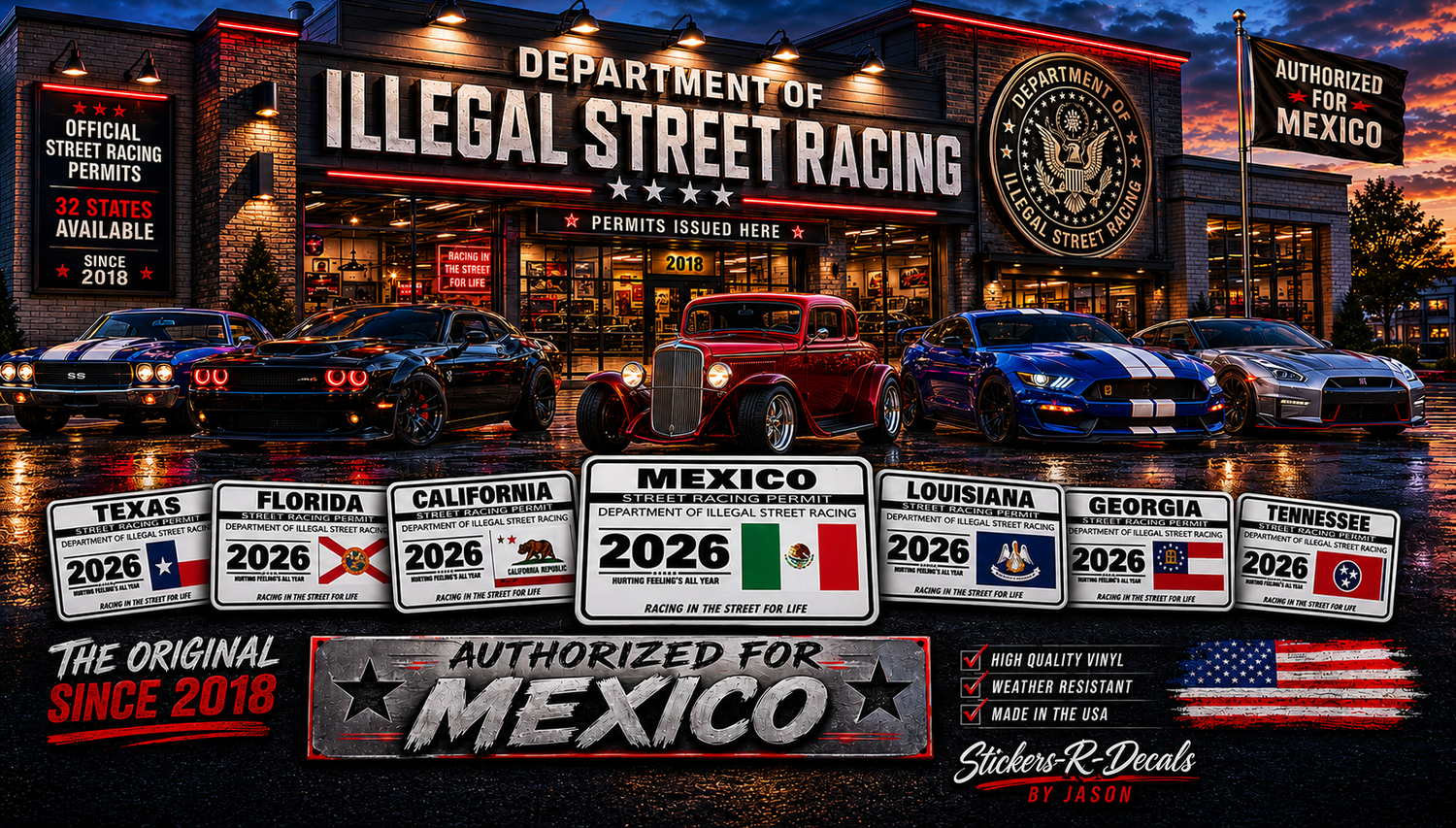 Street Racing Permits | Novelty Car Decals & Stickers