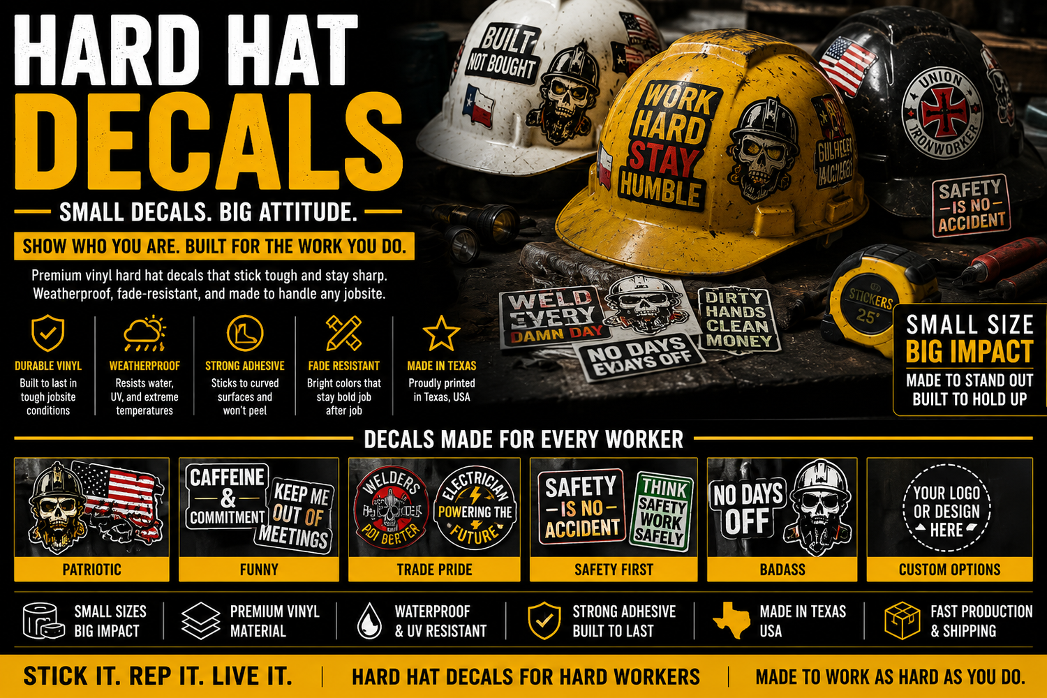Hard Hat Safety Stickers & Helmet Decals | Construction Hard Hat Decals