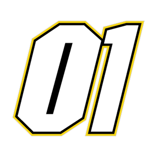 Racing Number 01 — White, Black & Yellow Printed decal artwork