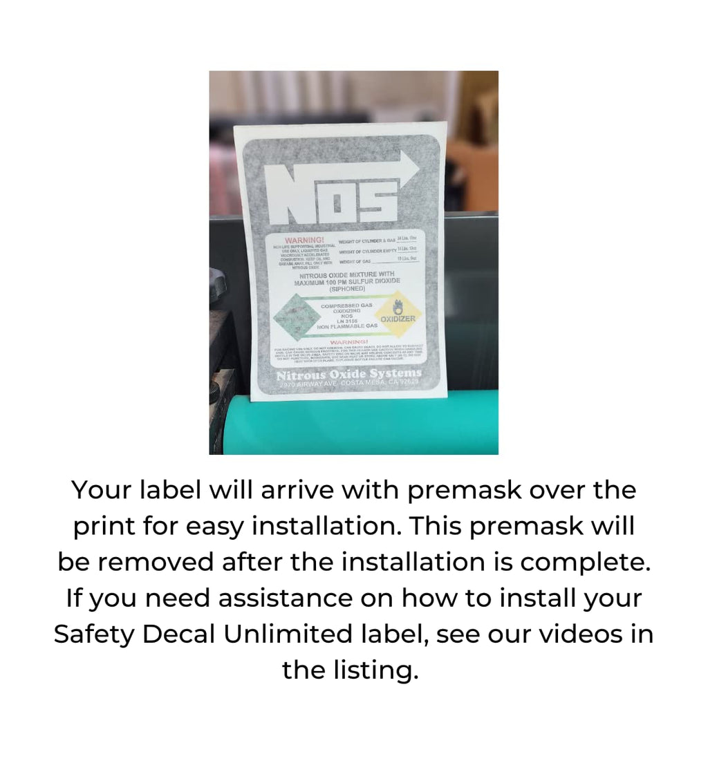 10LB Nitrous Oxide Tank Decal – Bottle Refill Replacement Vinyl Sticker Label | Mother Bottles | Custom Racing Safety Sticker, Waterproof, Pick Your  Header, Color, Lamination Option