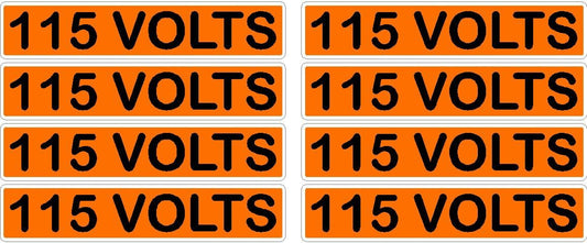 115 Volts Orange/Black Conduit Line Marker Decal - 8-Up Sheet, 3.75 x 0.75 in