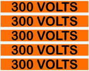 300 Volts Orange/Black Conduit Line Marker Decal - 5-Up Strip, 8 x 1.180 in