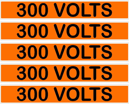 300 Volts Orange/Black Conduit Line Marker Decal - 5-Up Strip, 8 x 1.180 in