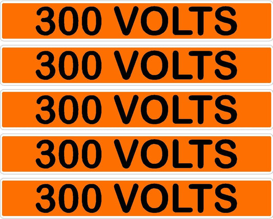300 Volts Orange/Black Conduit Line Marker Decal - 5-Up Strip, 8 x 1.180 in