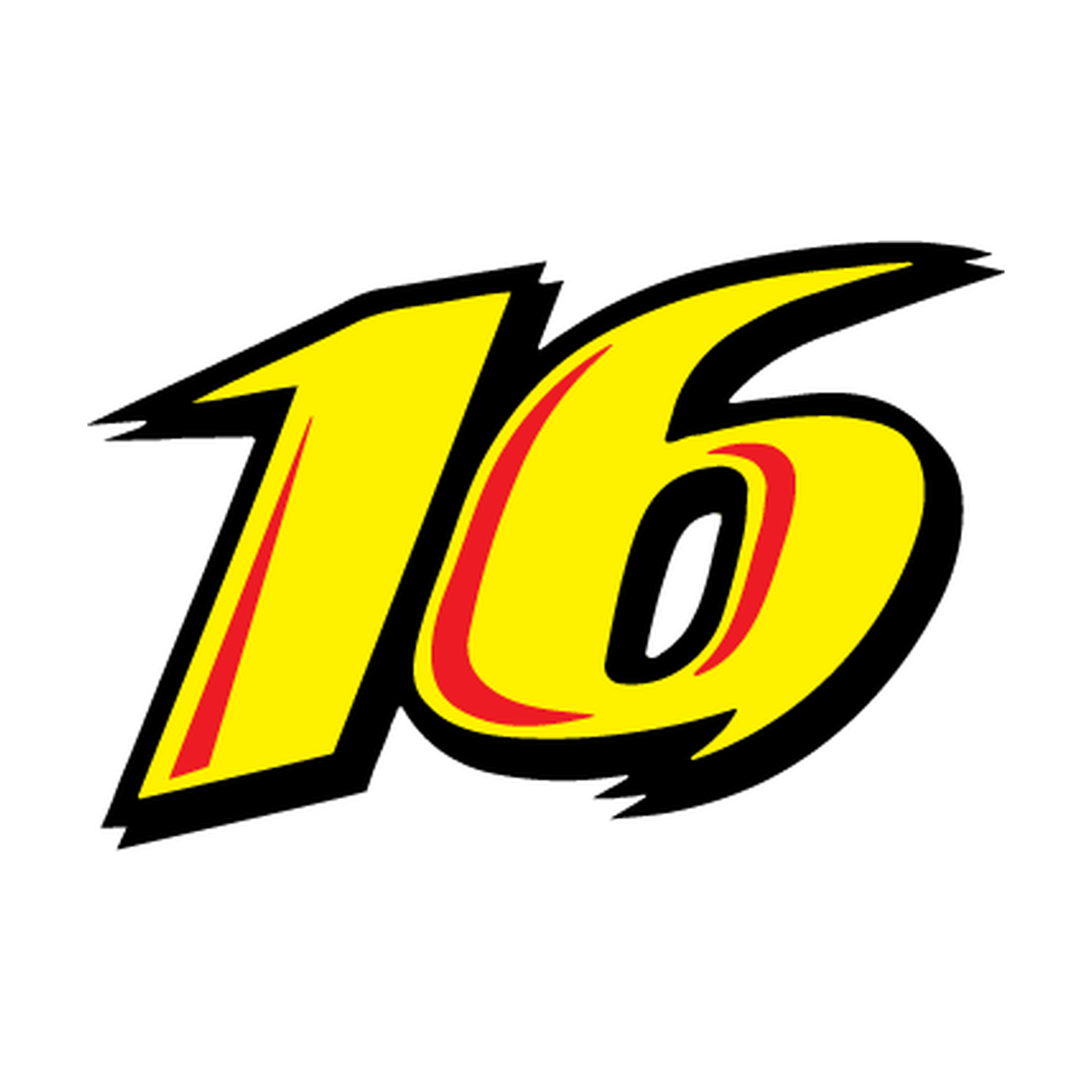 Racing Number 16 — Yellow, Red & Black Printed decal artwork