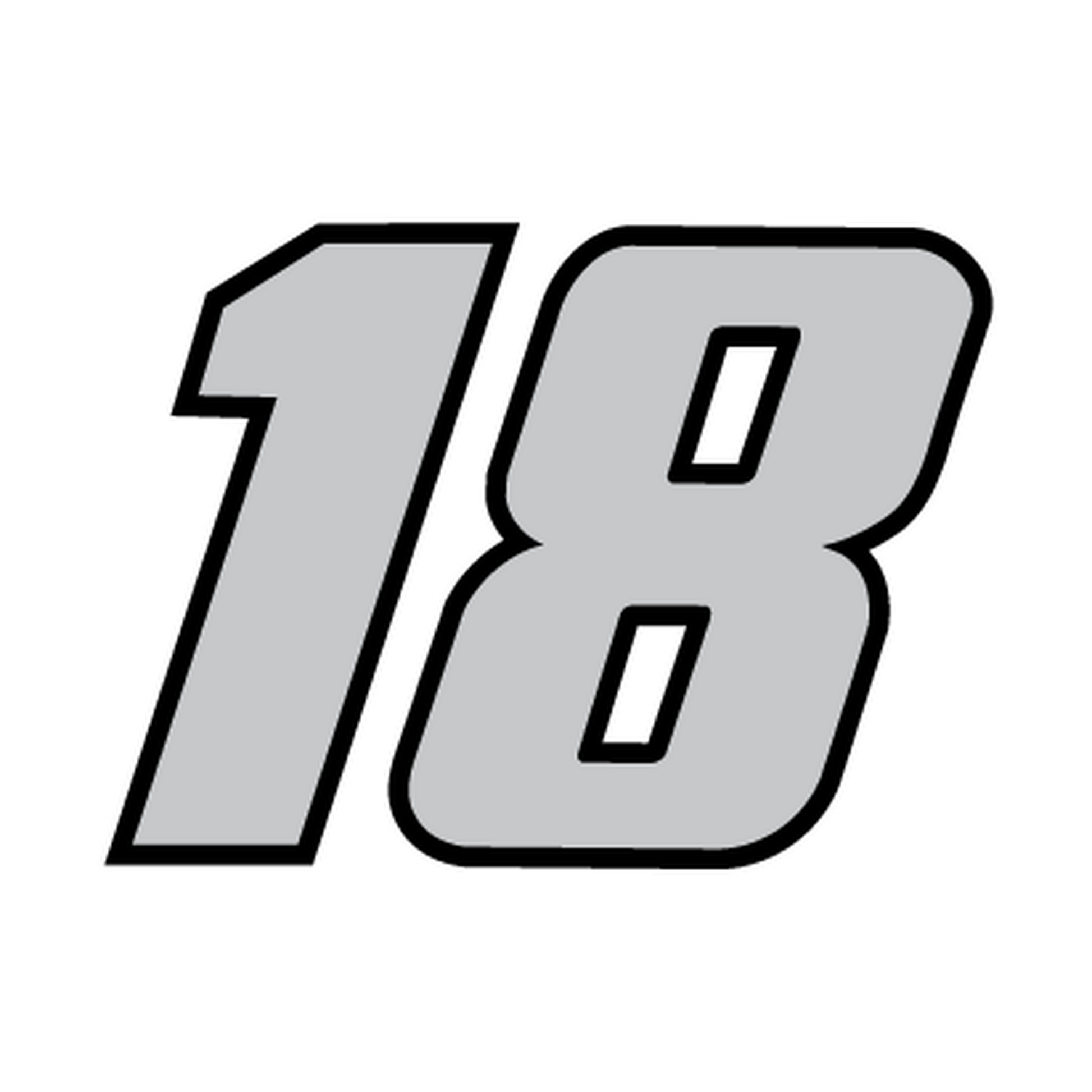Racing Number 18 — Gray & Black Printed decal artwork