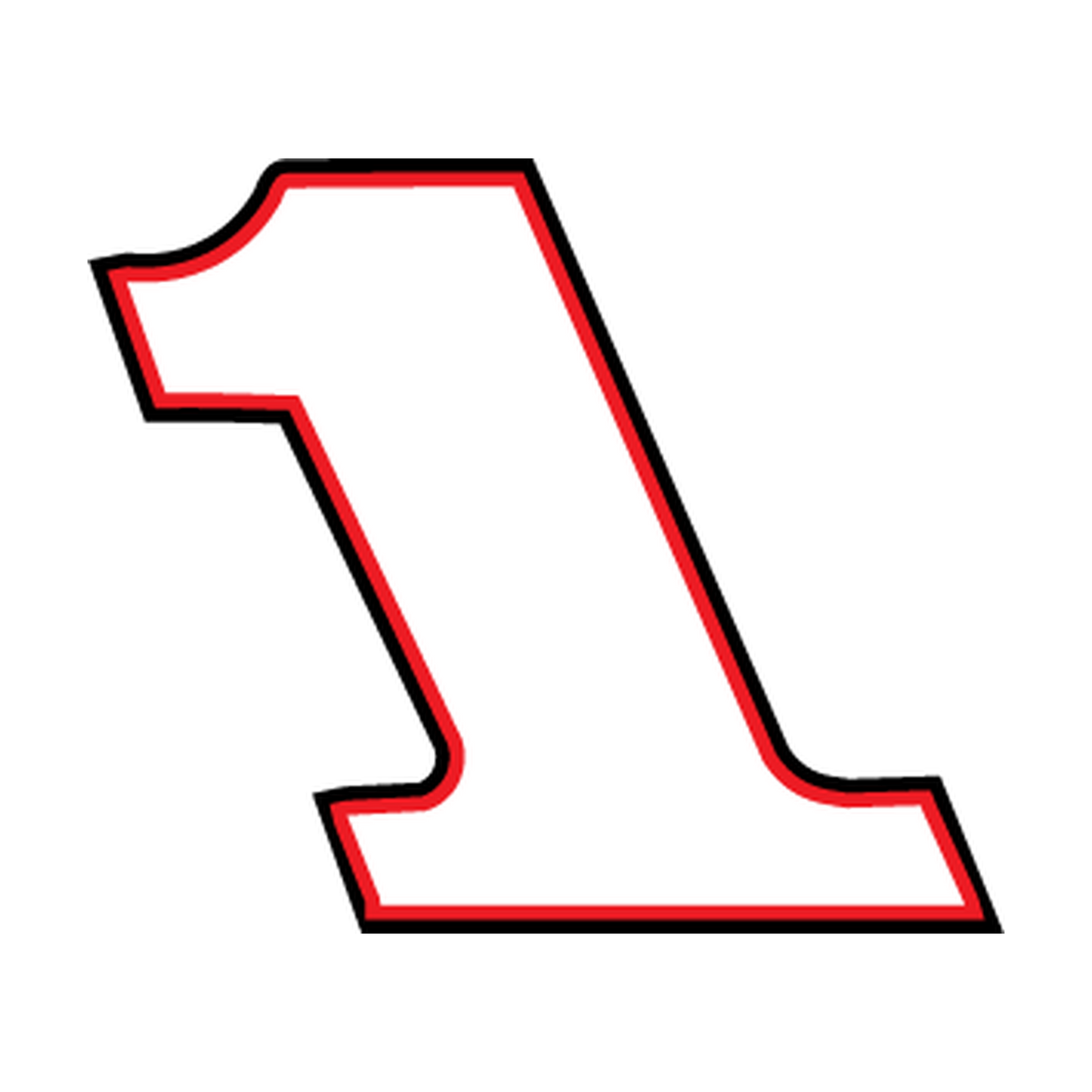 Racing Number 1 — White, Red & Black Printed decal artwork