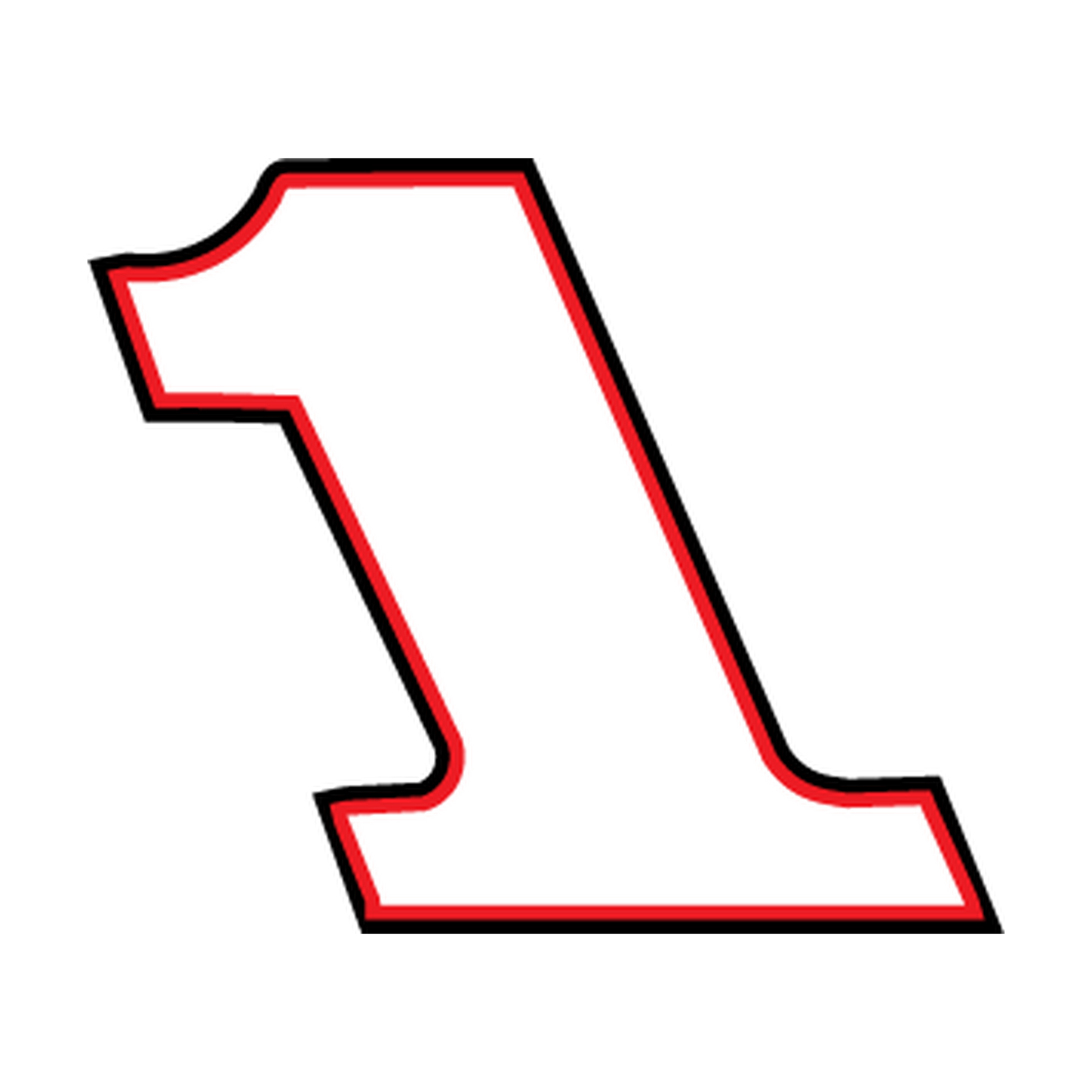 Racing Number 1 — White, Red & Black Printed decal artwork